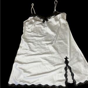 Victoria's Secret White and Black Lace Chemise